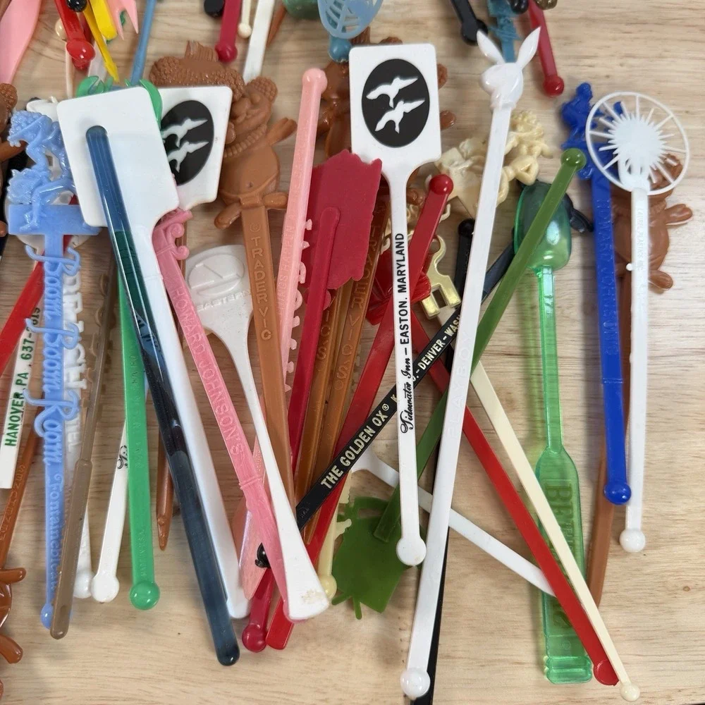 Vintage Swizzle Sticks Drink Stirrer Lot 160+ Rare MCM Trader Vic Americana Boom